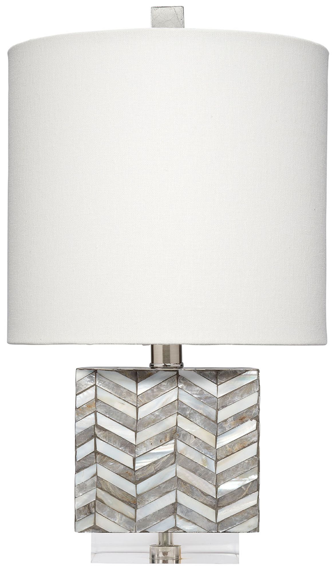 Image 2 Jamie Young Garbo Mother of Pearl Table Lamp with Linen Shade, Grey