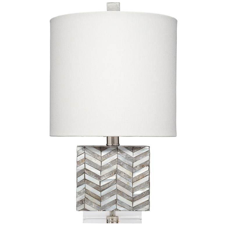 Image 2 Jamie Young Garbo Mother of Pearl Table Lamp with Linen Shade, Grey