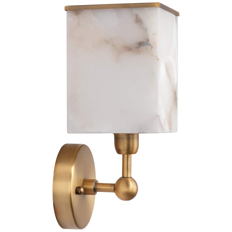 Image 1 Jamie Young Ghost Axis 10 1/2"H Antique Brass Alabaster Wall Sconce