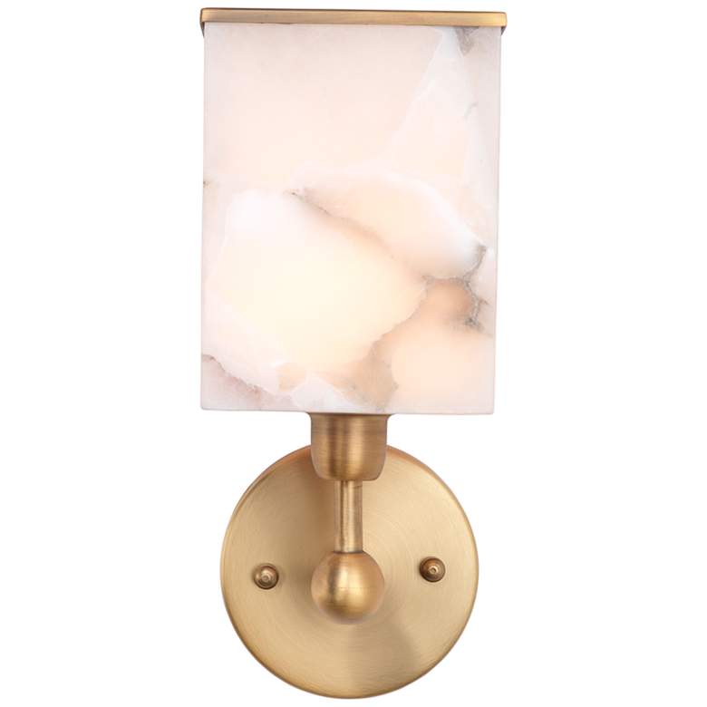 Jamie Young Ghost Axis 10 1/2&quot;H Antique Brass Alabaster Wall Sconce more views