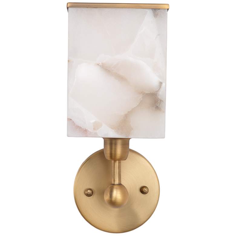 Jamie Young Ghost Axis 10 1/2&quot;H Antique Brass Alabaster Wall Sconce more views