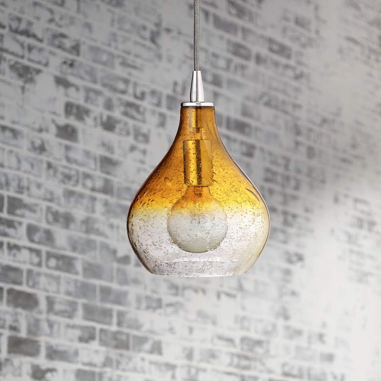 Image 1 Jamie Young Gradient Amber Curved 7" Wide Mini Pendant