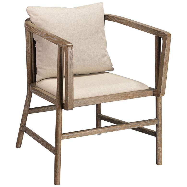 Image 1 Jamie Young Grayson Gray Wood and Off-White Linen Armchair