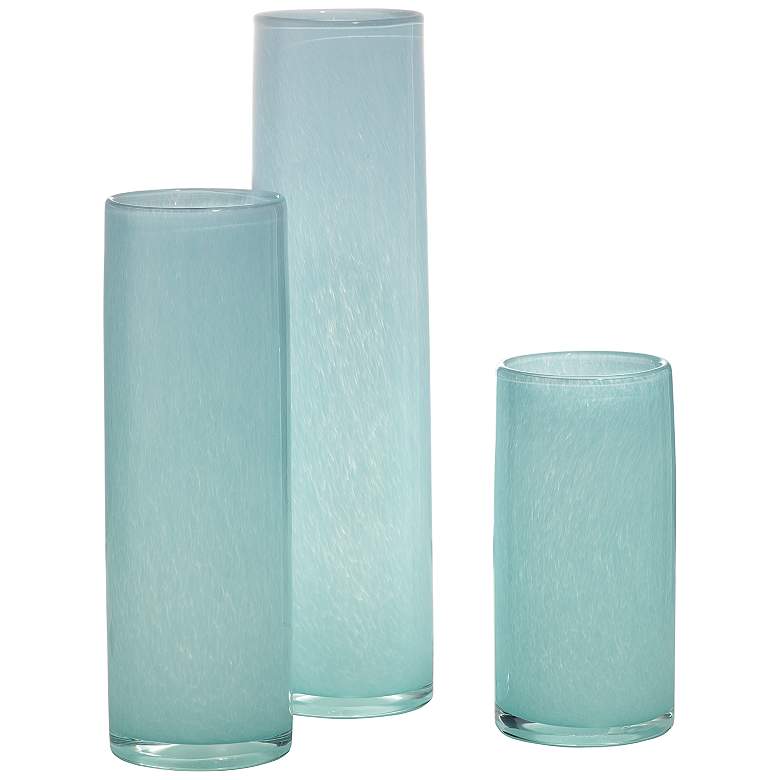 Image 2 Jamie Young Gwendolyn Sky Blue Glass Vases Set of 3