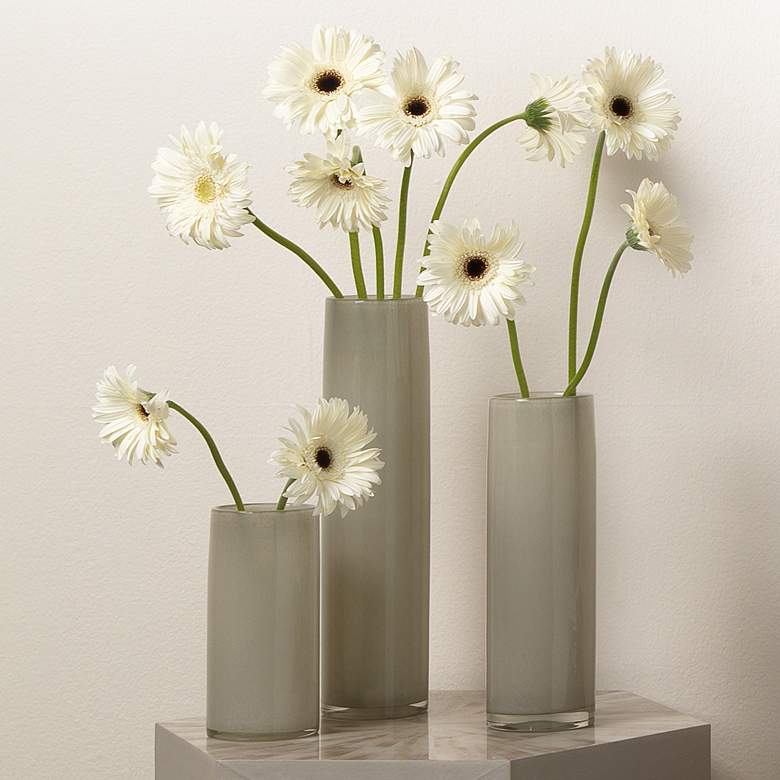 Image 1 Jamie Young Gwendolyn Warm Gray Glass Vases Set of 3