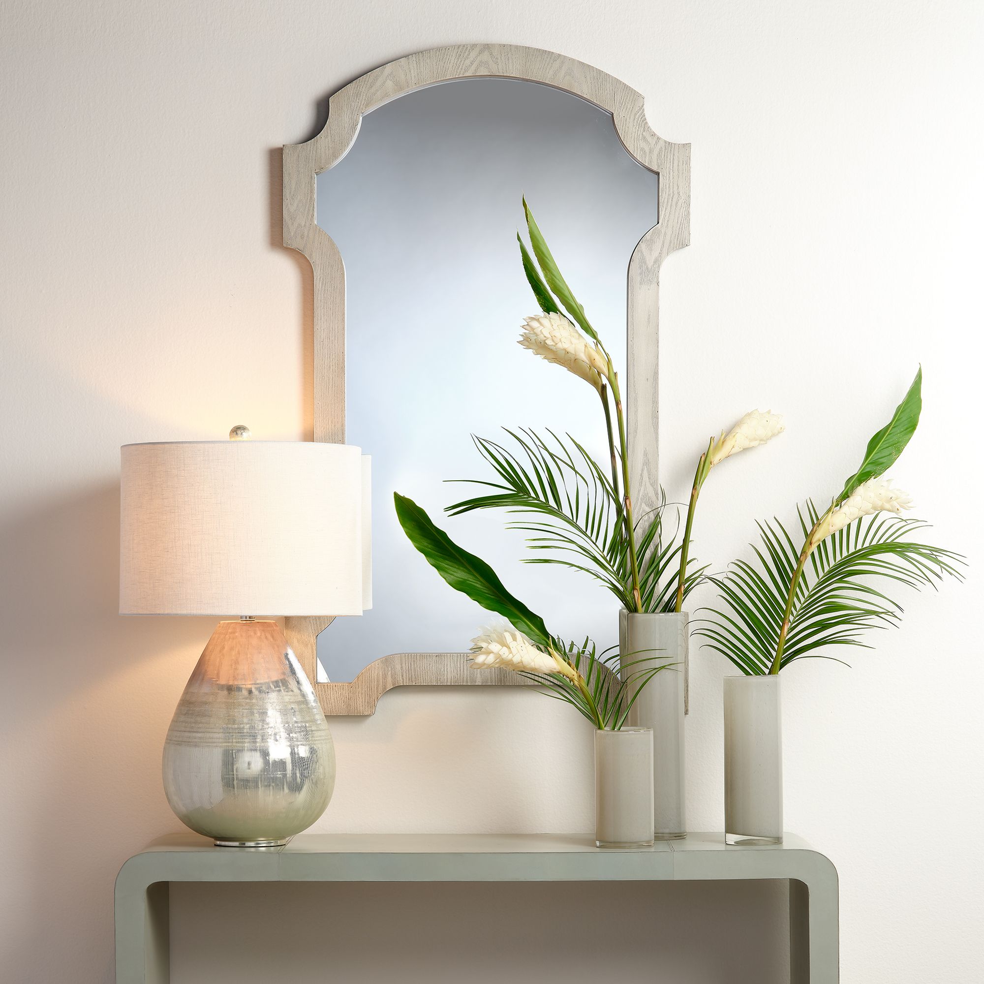 Jamie Young Gwendolyn White Glass Vases Set of 3 in scene