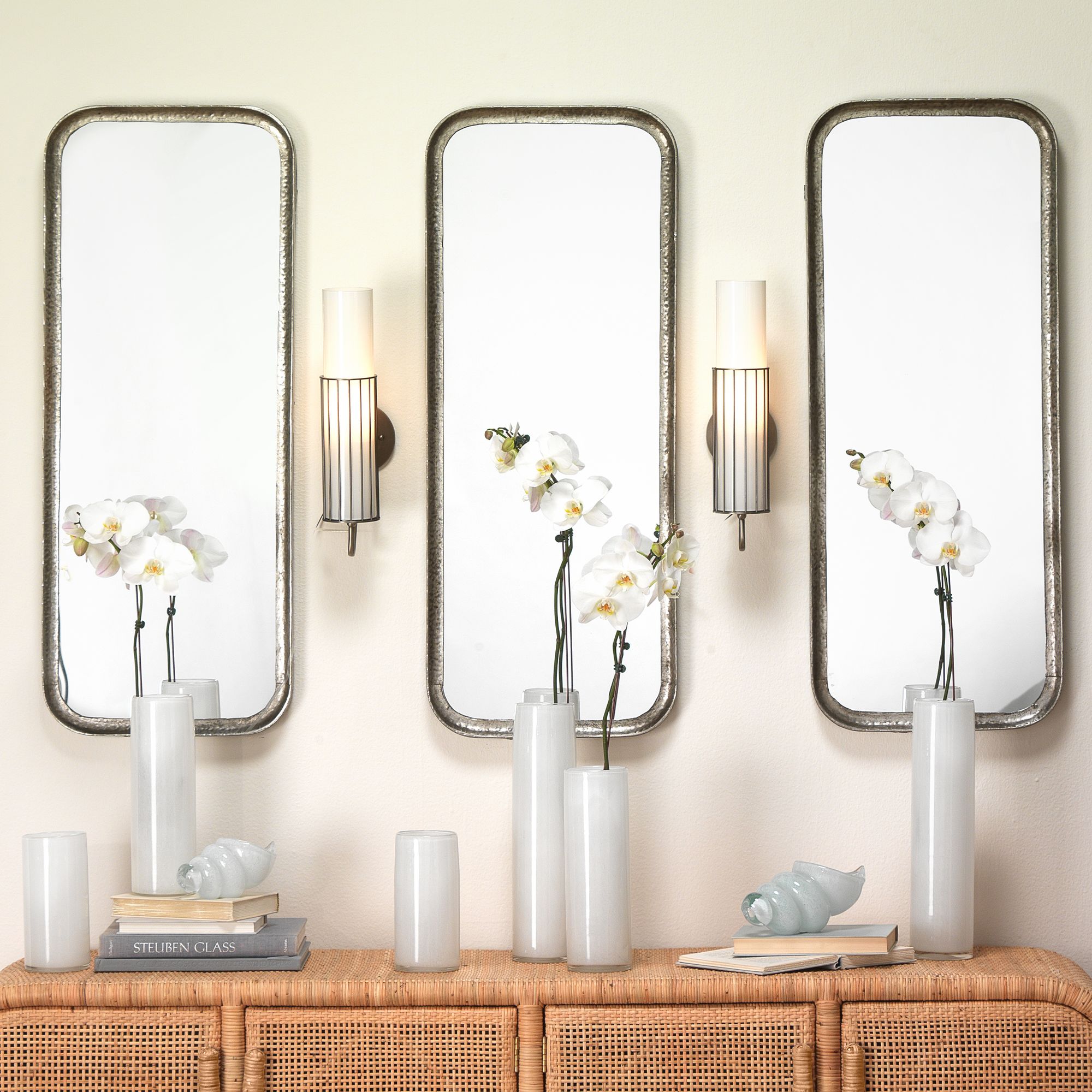 Jamie Young Gwendolyn White Glass Vases Set of 3 in scene