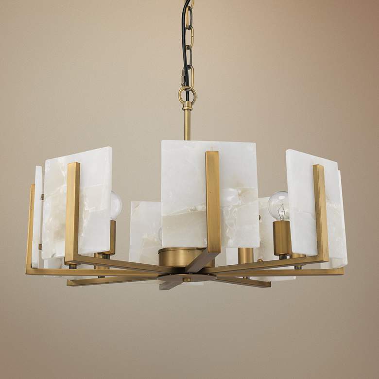 Image 1 Jamie Young Halo 21 inch Wide Brass and Alabaster Chandelier