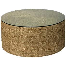 Image2 of Jamie Young Harbor 36" Wide Natural Seagrass Round Coffee Table
