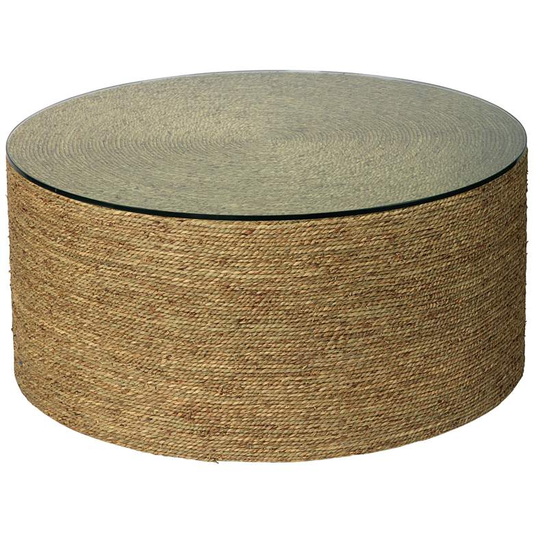 Jamie Young Harbor 36&quot; Wide Natural Seagrass Round Coffee Table