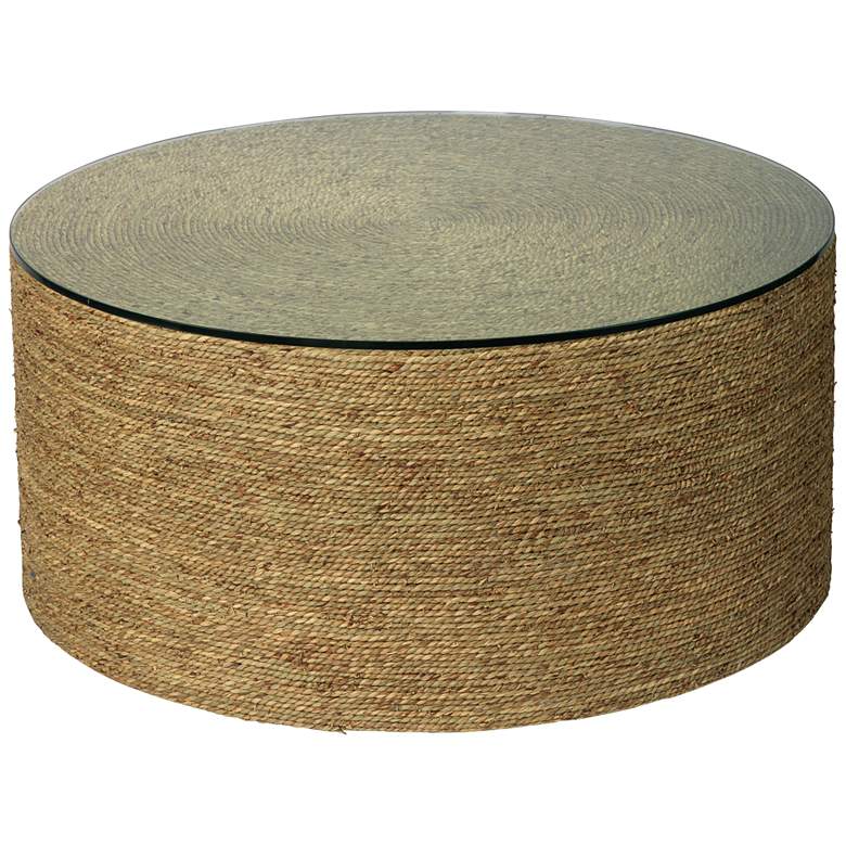 Image 2 Jamie Young Harbor 36" Wide Natural Seagrass Round Coffee Table