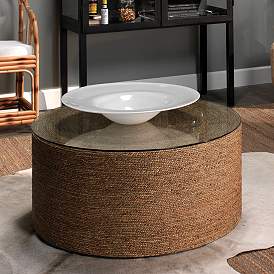 Image1 of Jamie Young Harbor 36" Wide Natural Seagrass Round Coffee Table