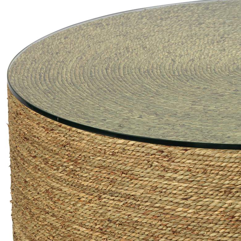 Jamie Young Harbor 36&quot; Wide Natural Seagrass Round Coffee Table more views