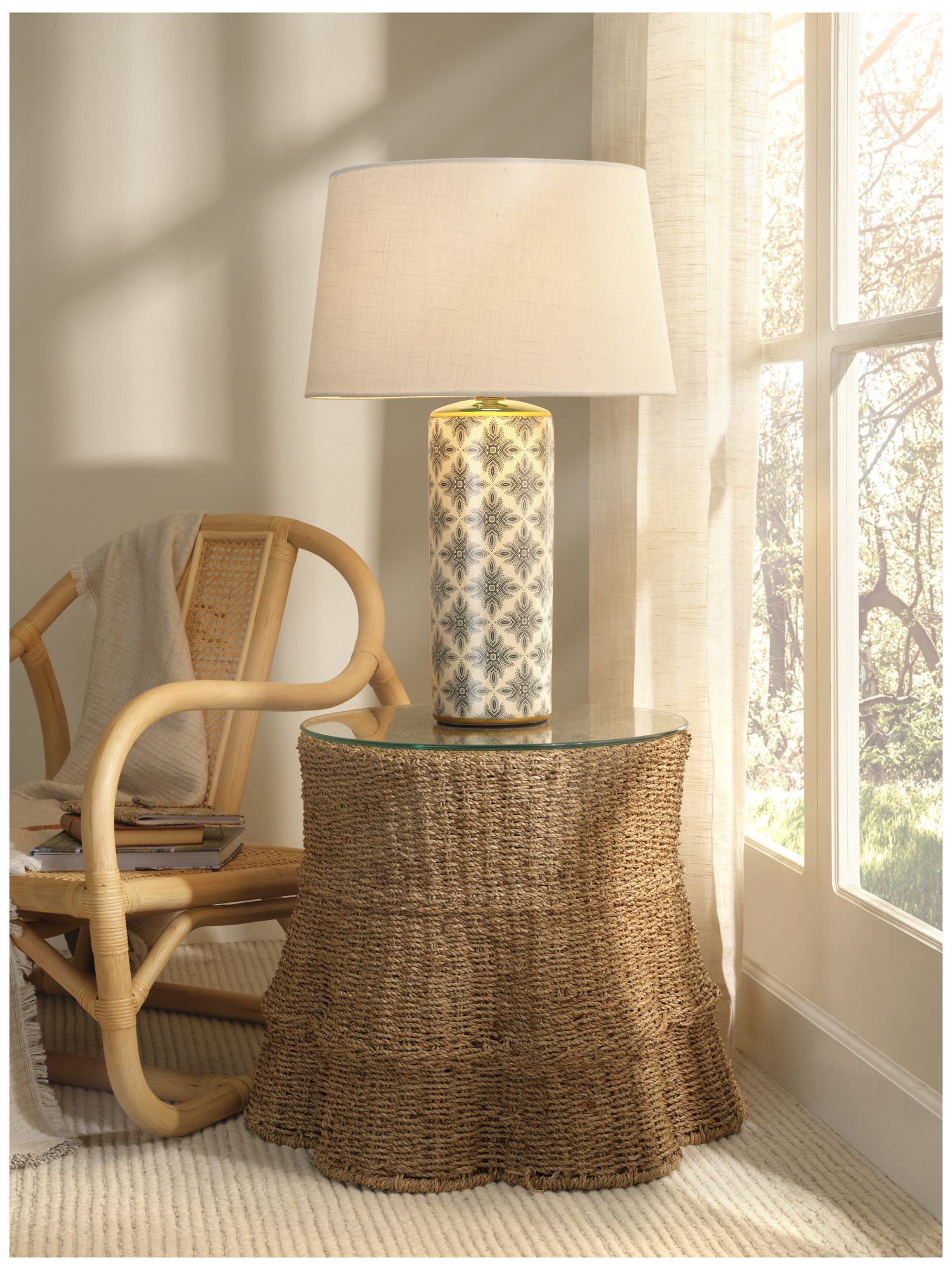 Image 5 Jamie Young Harlequin Ceramic Table Lamp with Linen Shade 31" more views