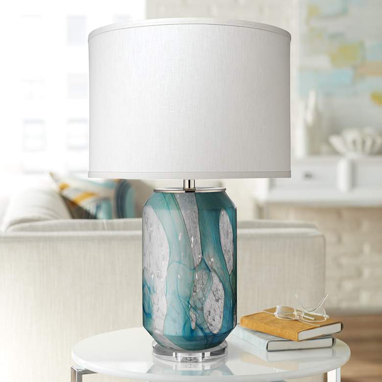 Image 1 Jamie Young Helen Abstract Pale Blue Glass Table Lamp