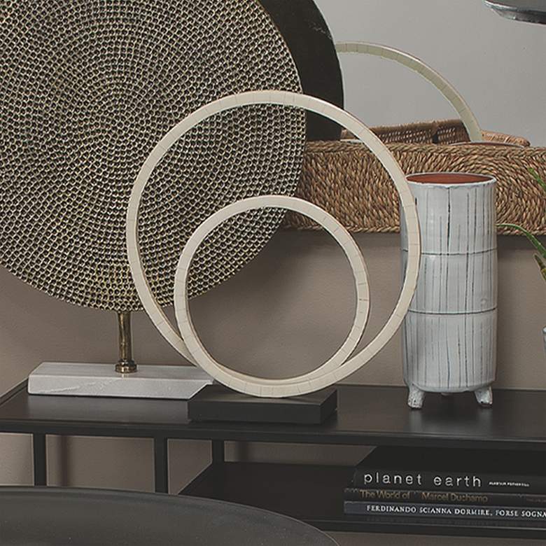 Image 1 Jamie Young Helix 17" High Natural Bone Double Ring Sculpture