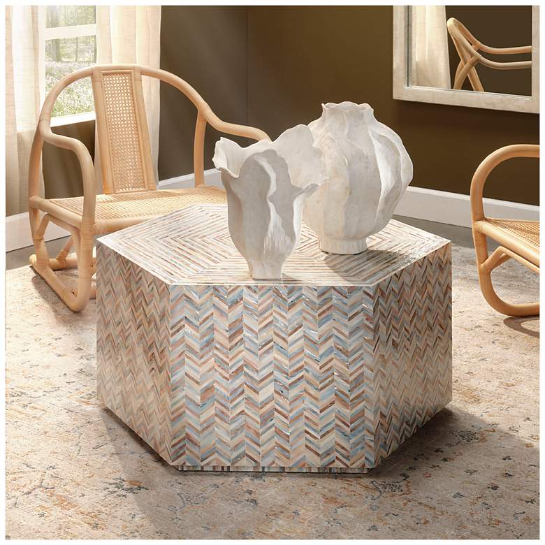 Image 2 Jamie Young Hepburn Mother of Pearl Hexagon Coffee Table more views