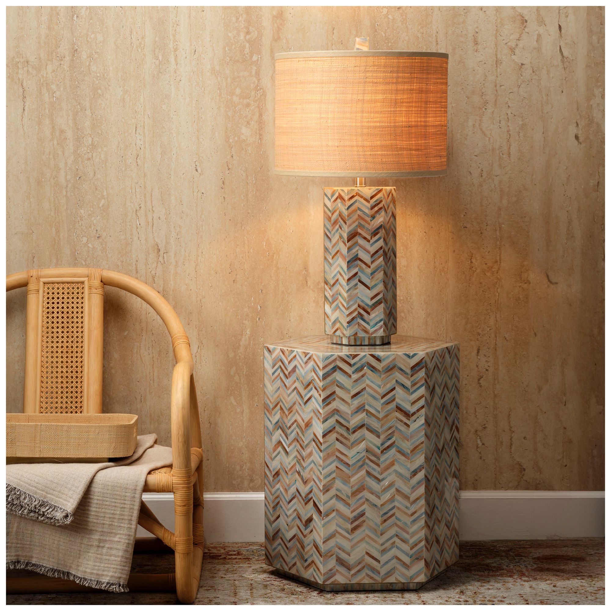 Image 2 Jamie Young Hepburn Mother of Pearl Hexagon Side Table more views