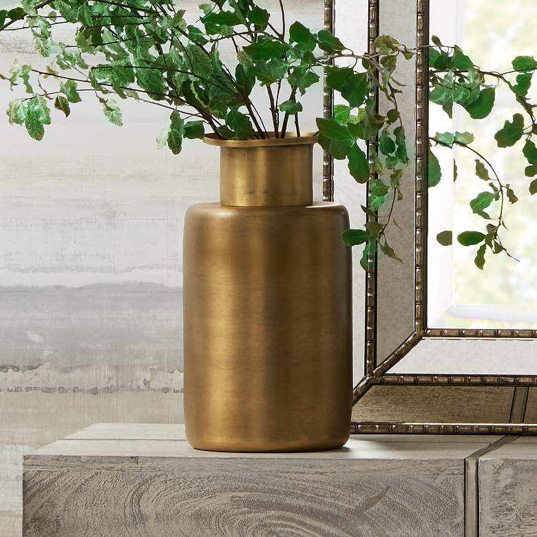 Image 1 Jamie Young Hera Antique Brass 12" High Metal Vase