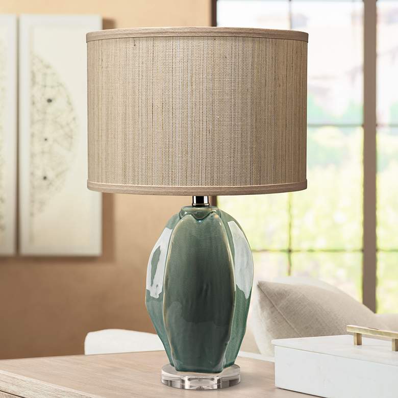 Image 1 Jamie Young Hermosa Teal Ceramic Accent Table Lamp