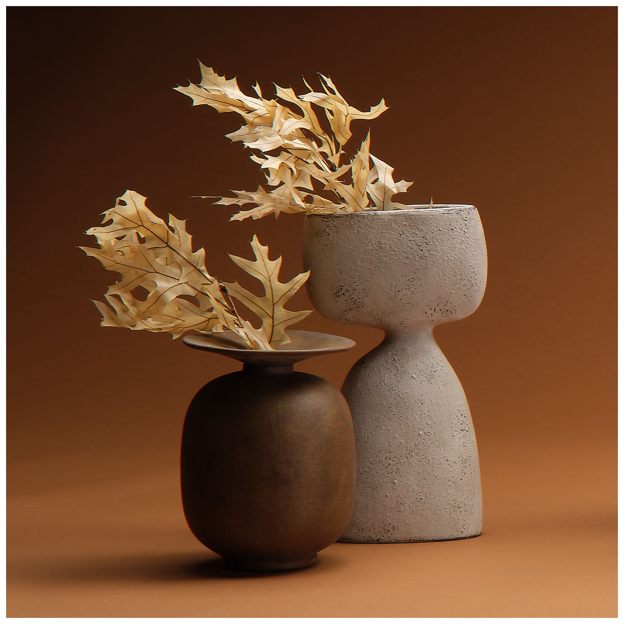 Jamie Young Highland Decorative Ceramic Vase 7.75" in Brown