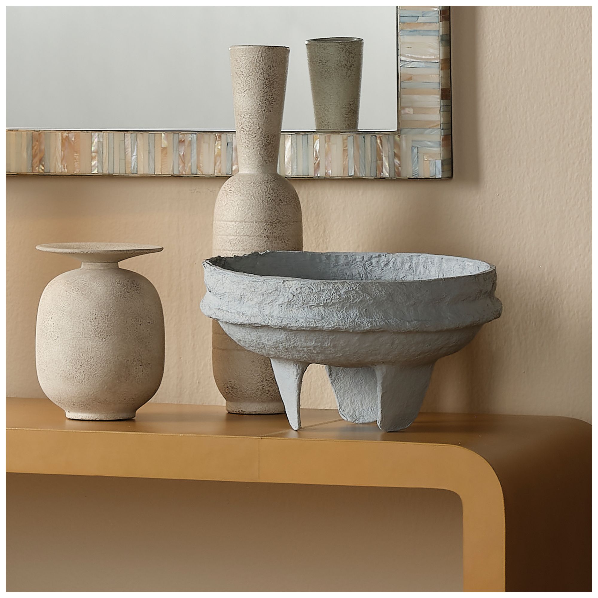 Image 5 Jamie Young Highland Decorative Ceramic Vase 7.75" in Cream more views