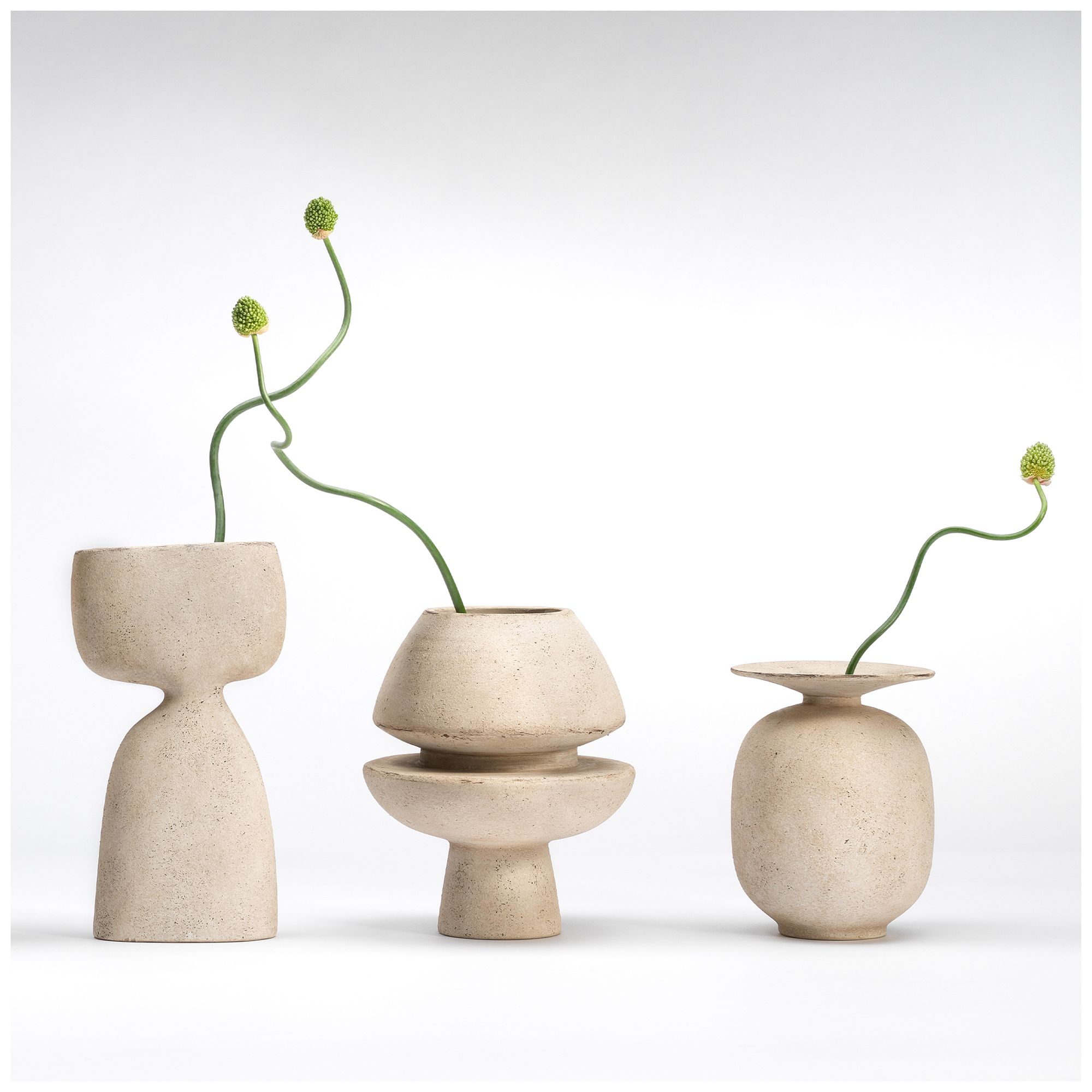 Jamie Young Highland Decorative Ceramic Vase 7.75" in Cream