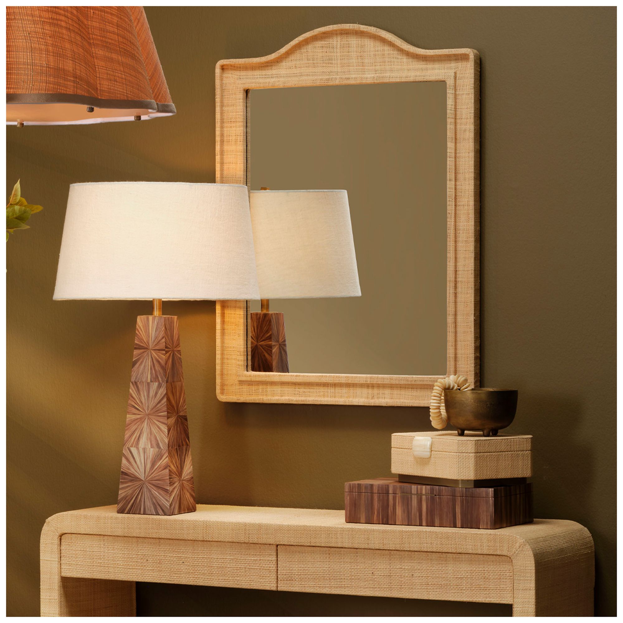 Image 2 Jamie Young Hilltop 35" x 26" Arch Wall Mirror in Natural Raffia more views