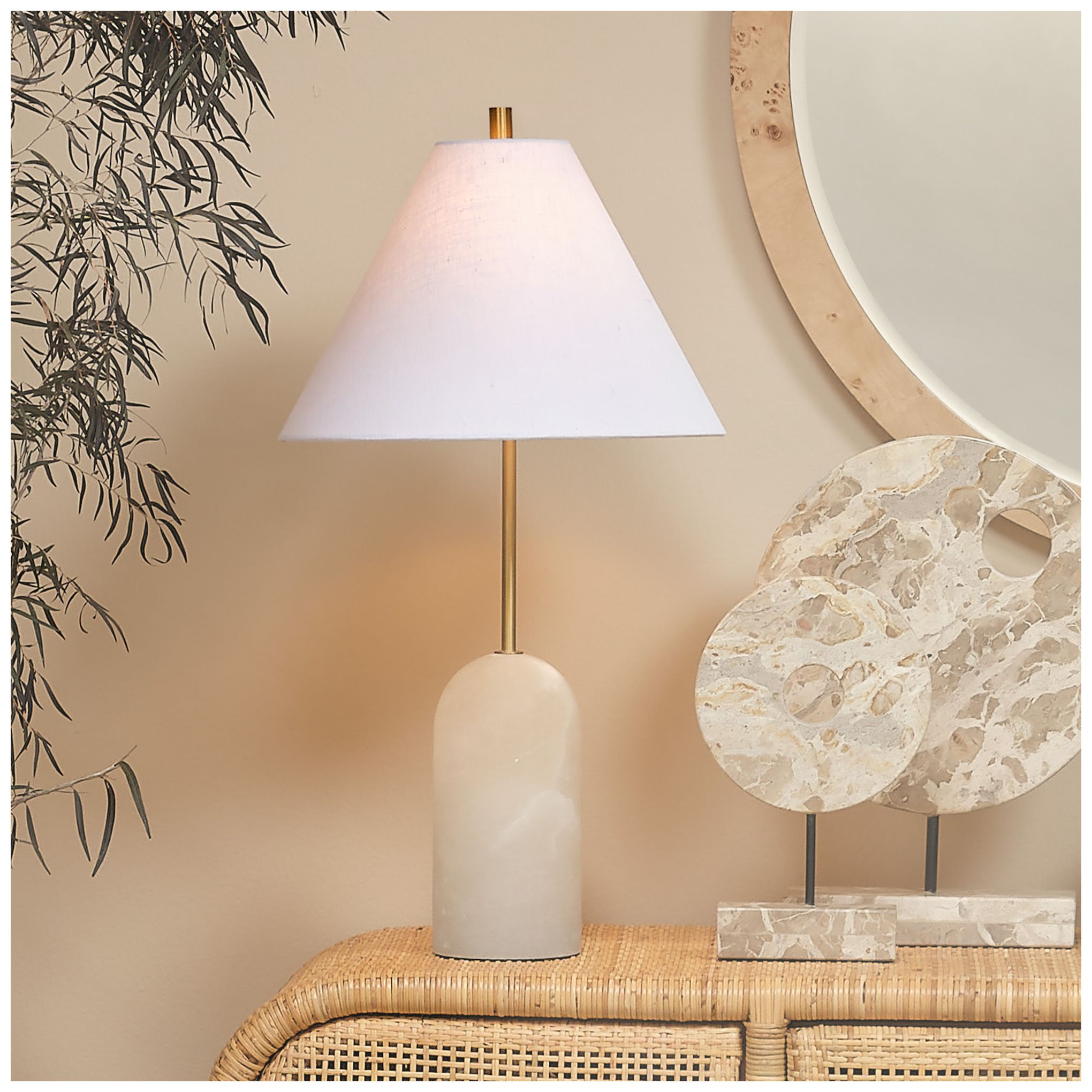 Image 4 Jamie Young Holt Alabaster Table Lamp with Linen Shade more views