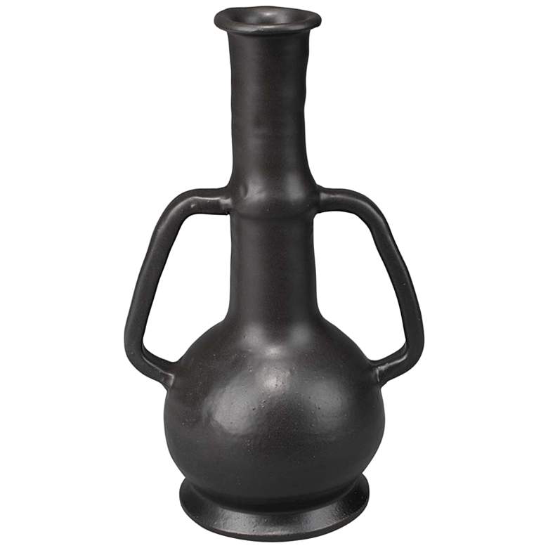 Image 1 Jamie Young Horton 12 inchH Glazed Black Handled Decorative Vase