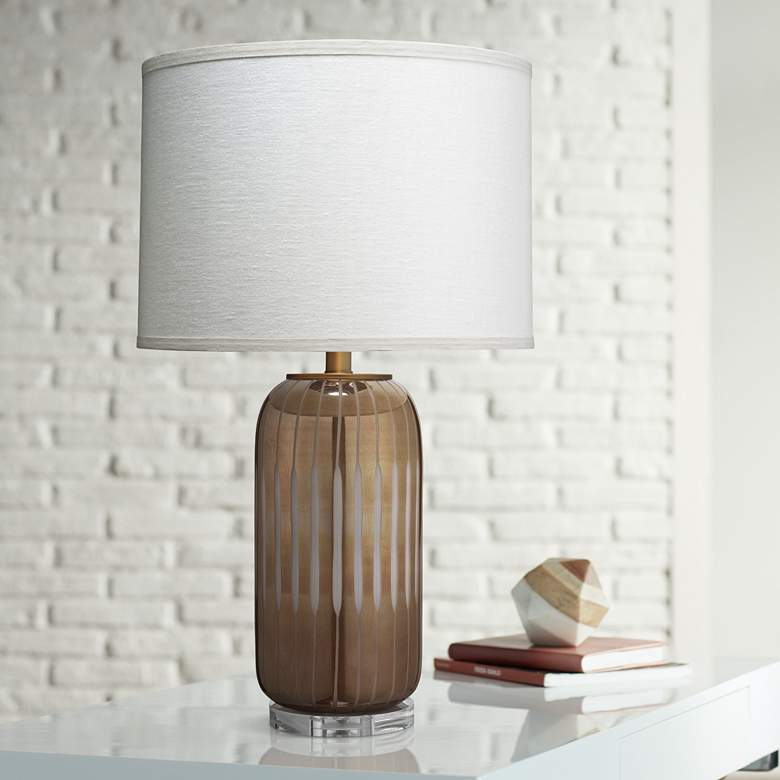 Image 1 Jamie Young Hughes Mauve and Taupe Glass Table Lamp