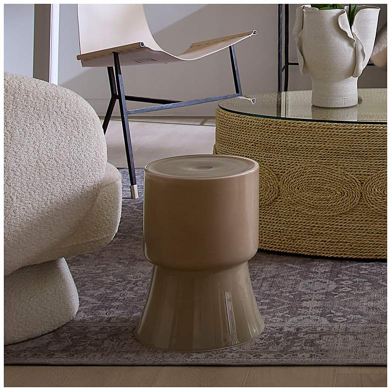 Image 2 Jamie Young Huntington Garden Glass Stool, Taupe more views