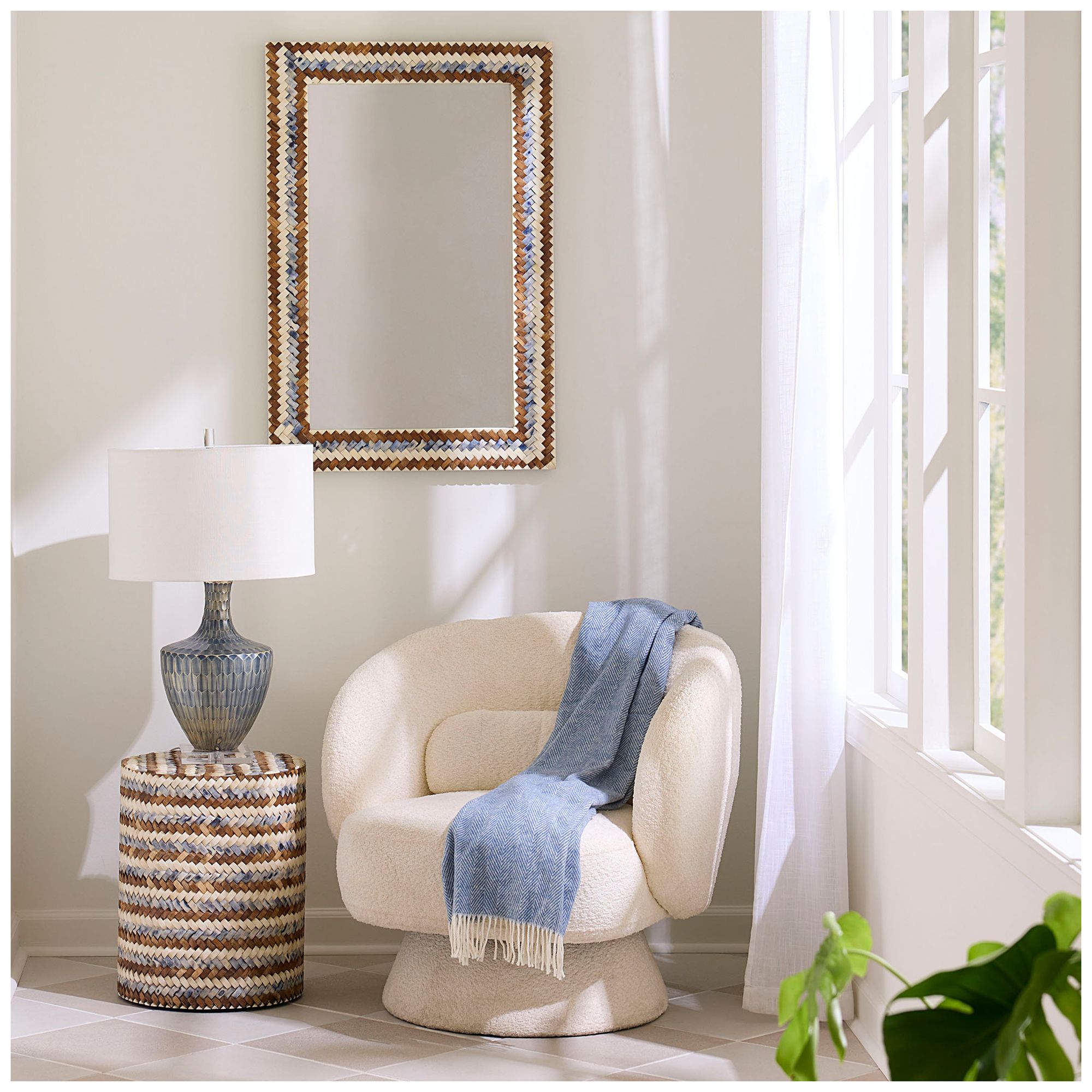 Thumbnail2 of Jamie Young Interwoven Wood & Buffalo Bone Rectangle Mirror 36" more views