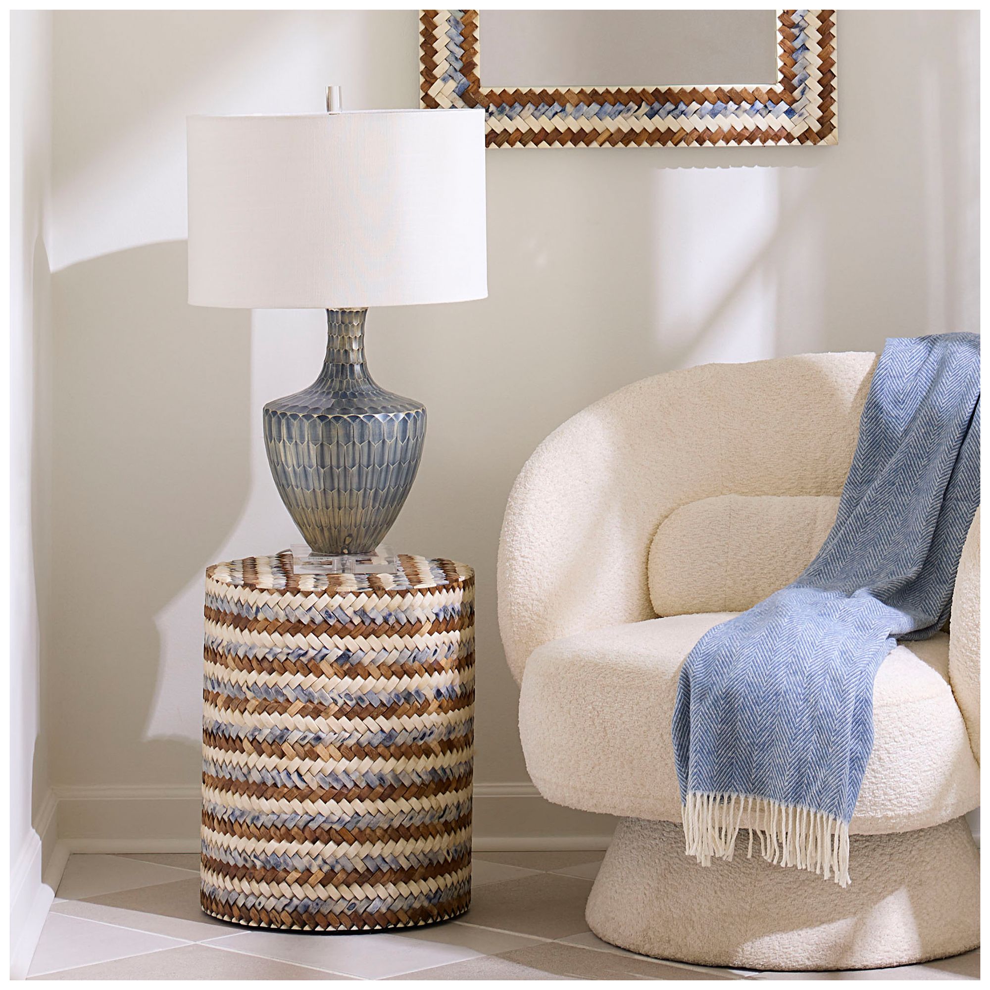 Image 2 Jamie Young Interwoven Wood & Buffalo Bone Side Table 18" more views