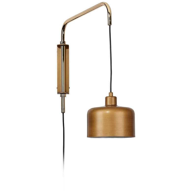 Image 2 Jamie Young Jeno Satin Brass Metal Small Plug-In Swing Arm Wall Lamp