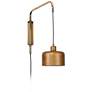 Jamie Young Jeno Satin Brass Metal Small Plug-In Swing Arm Wall Lamp in scene