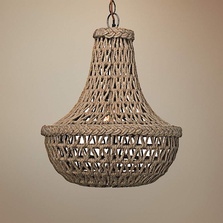 Image 1 Jamie Young Jute 18" Wide Macrame Chandelier