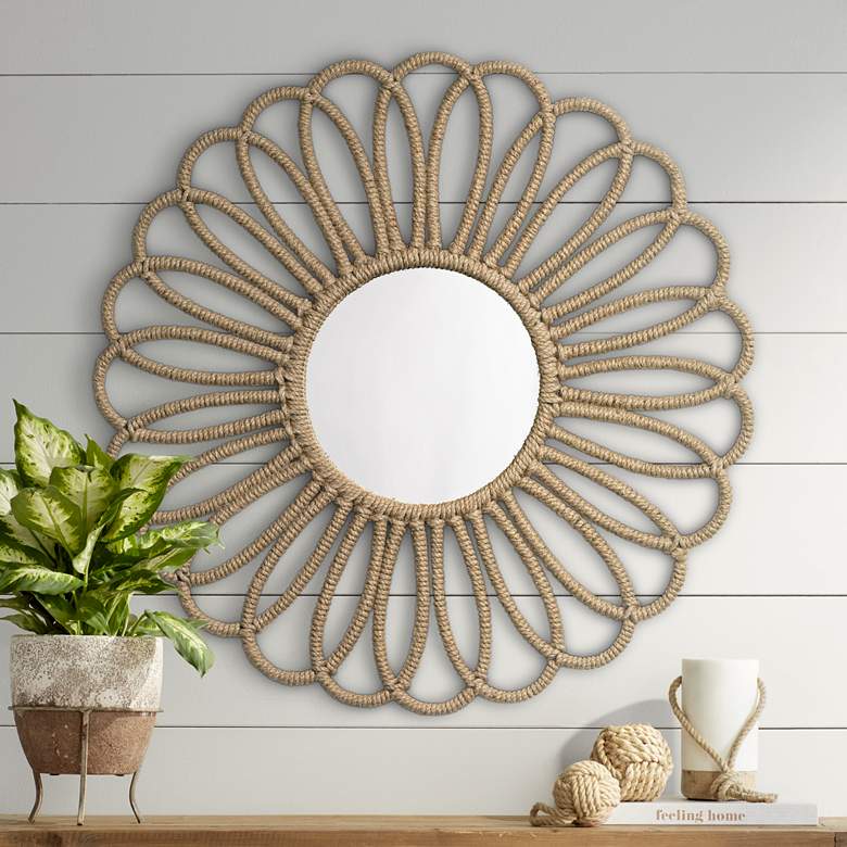 Image 1 Jamie Young Jute Large Flower 36 inch Round Wall Mirror