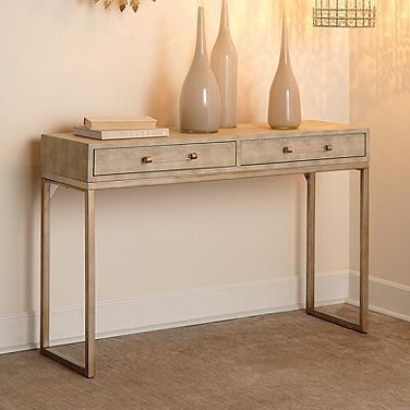Jamie Young Kain Faux Shagreen Console in Cream