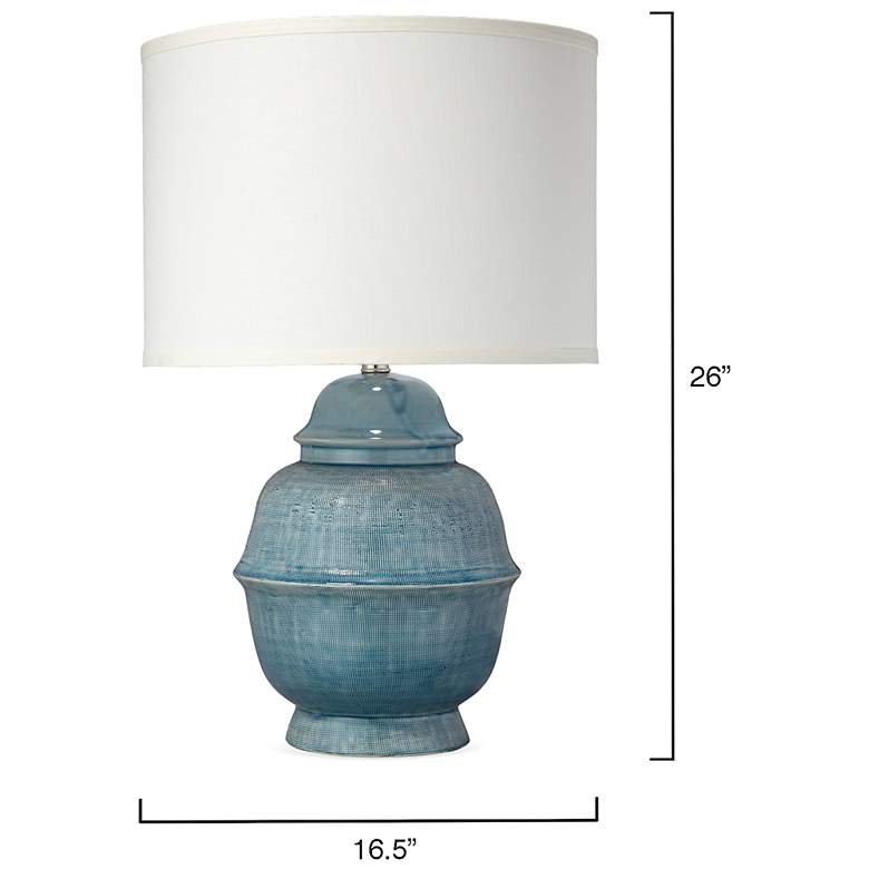Image 3 Jamie Young Kaya Blue Ceramic Table Lamp with Linen Shade more views