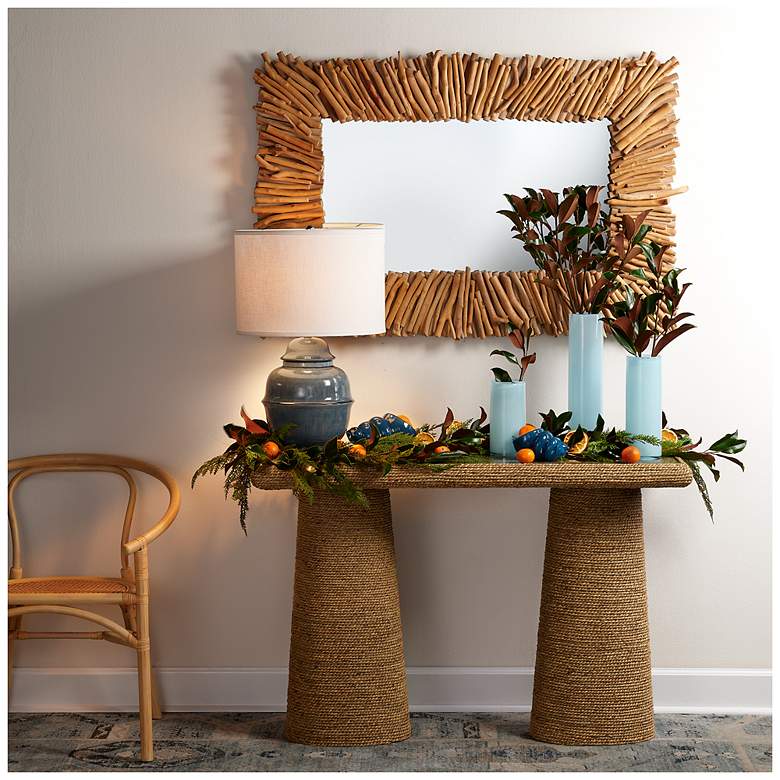 Image 5 Jamie Young Kaya Blue Ceramic Table Lamp with Linen Shade more views