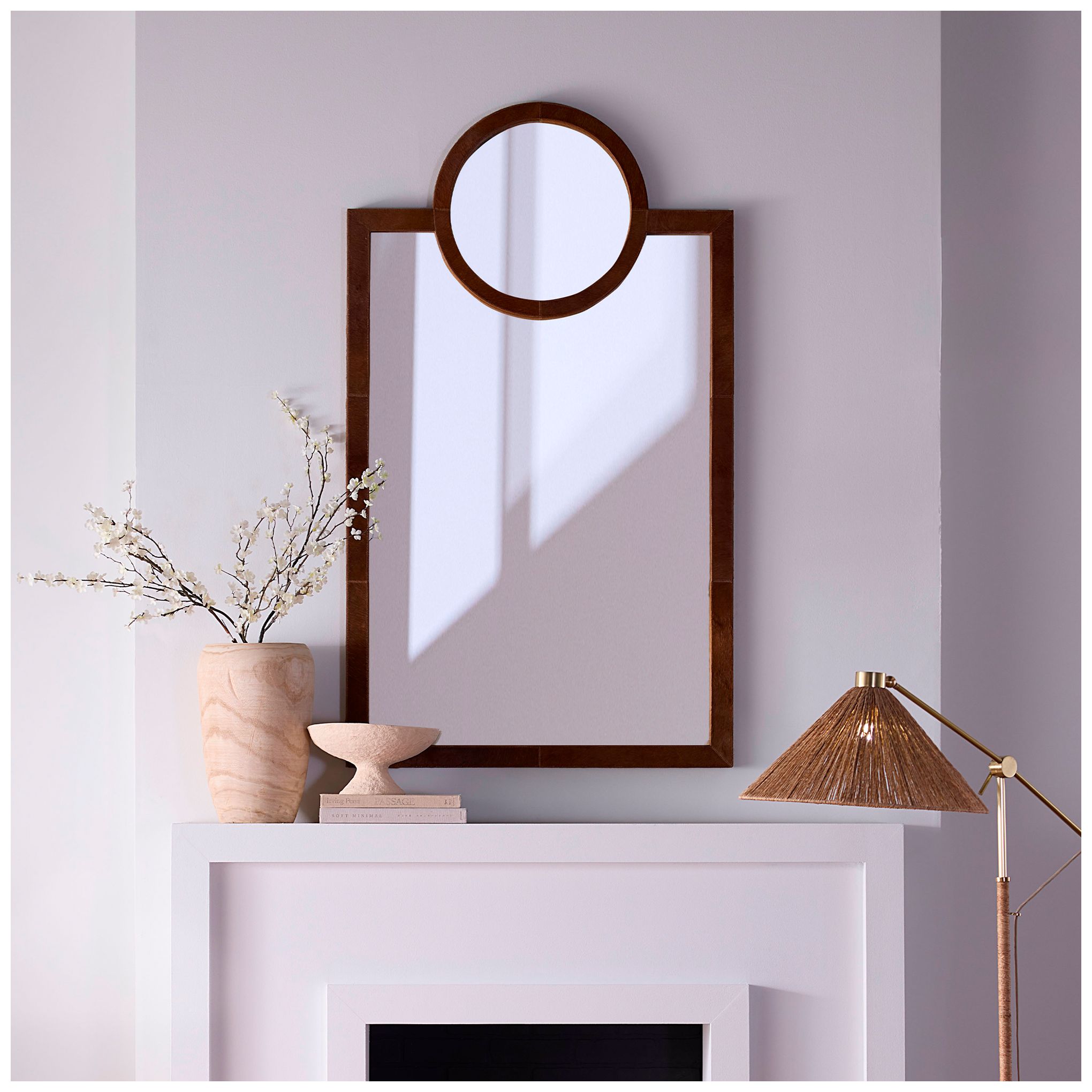 Image 2 Jamie Young Keystone Hide Wall Mirror 62" in Brown more views