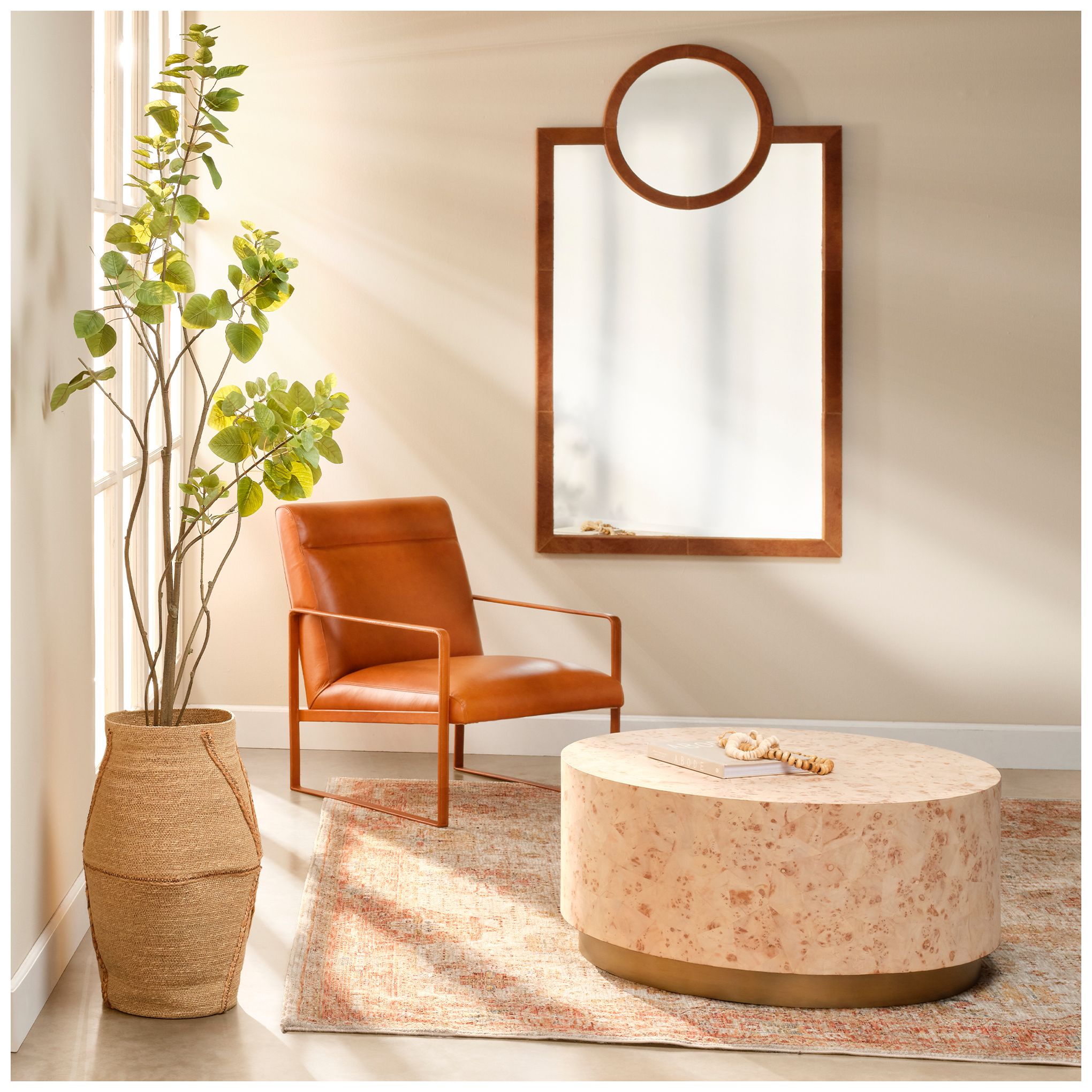 Image 6 Jamie Young Keystone Hide Wall Mirror 62" in Brown more views