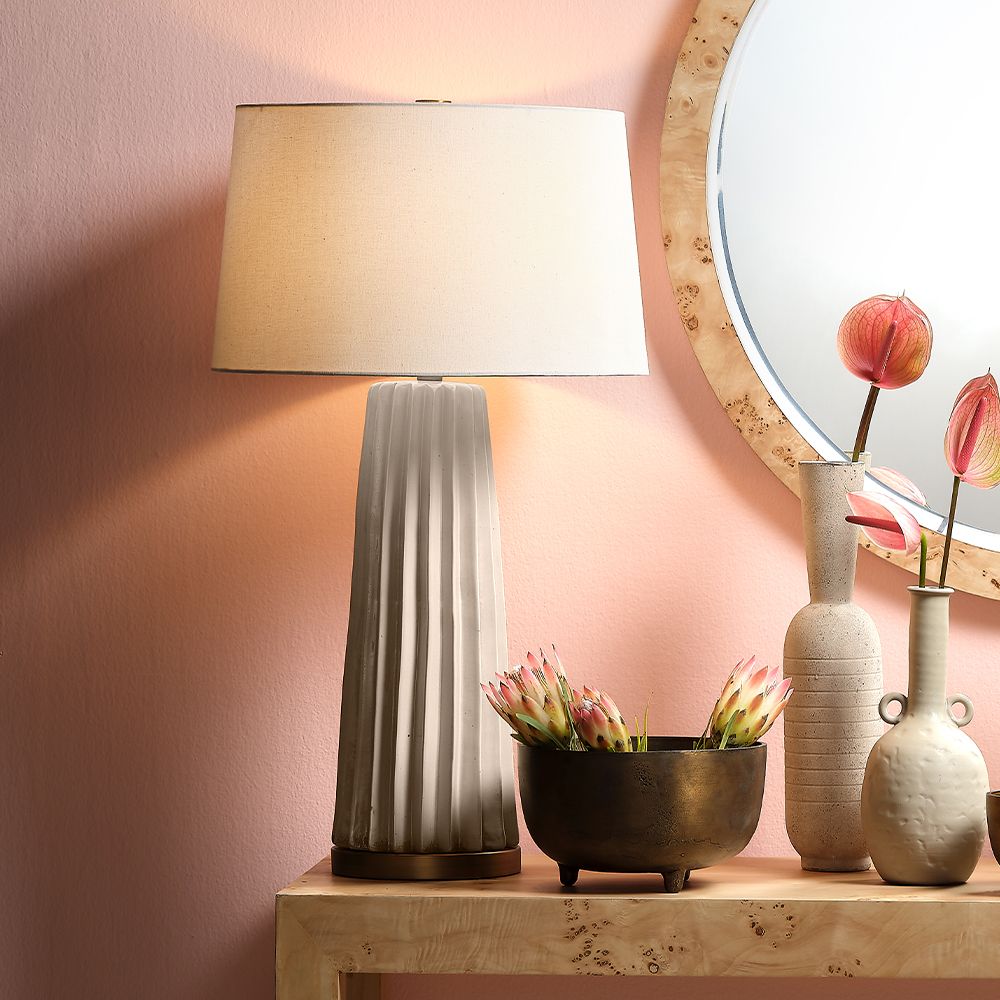 Image 3 Jamie Young Landry Cream Pleated Ceramic Table Lamp more views