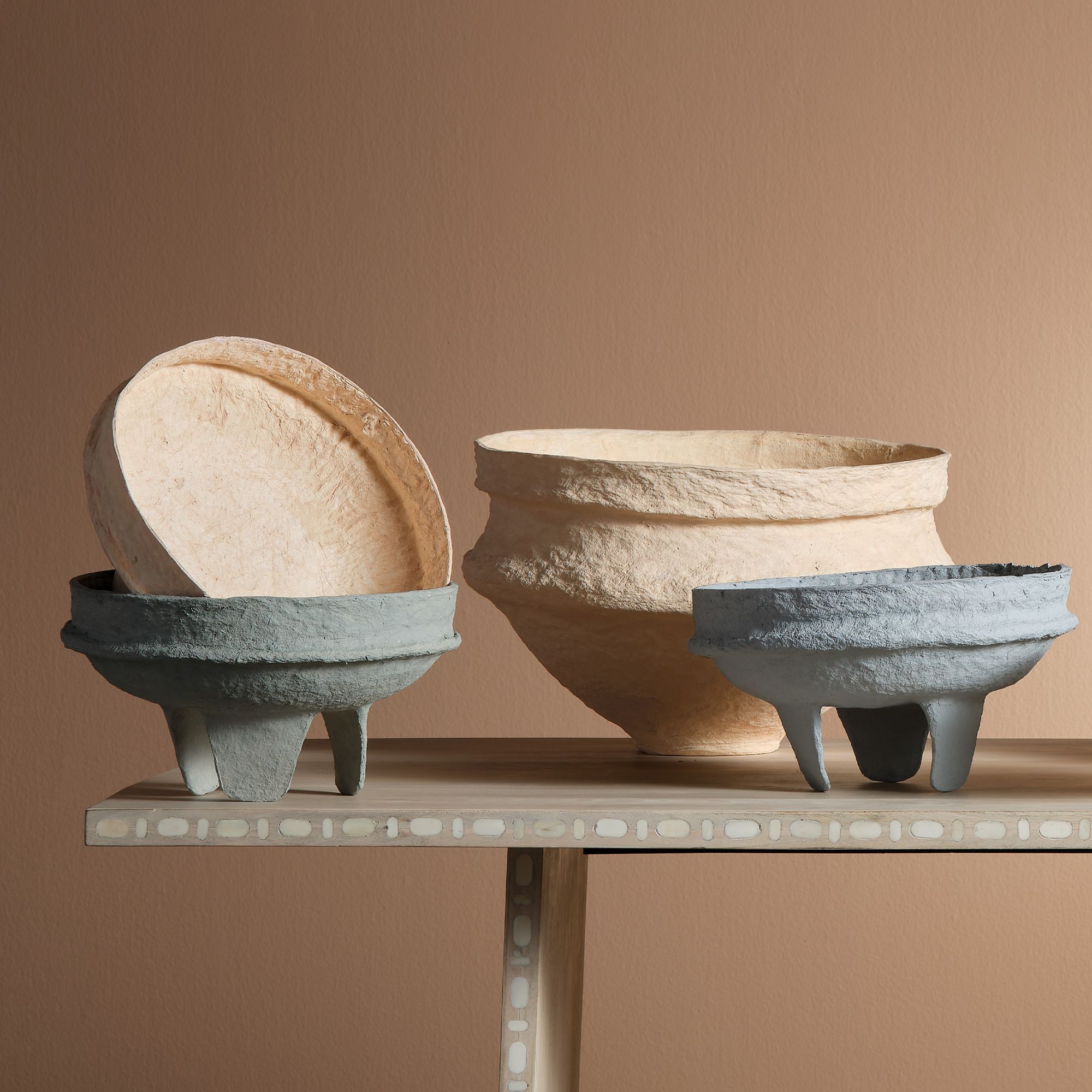 Image 4 Jamie Young Landscape Cotton Mache Large Bowl, Cream more views