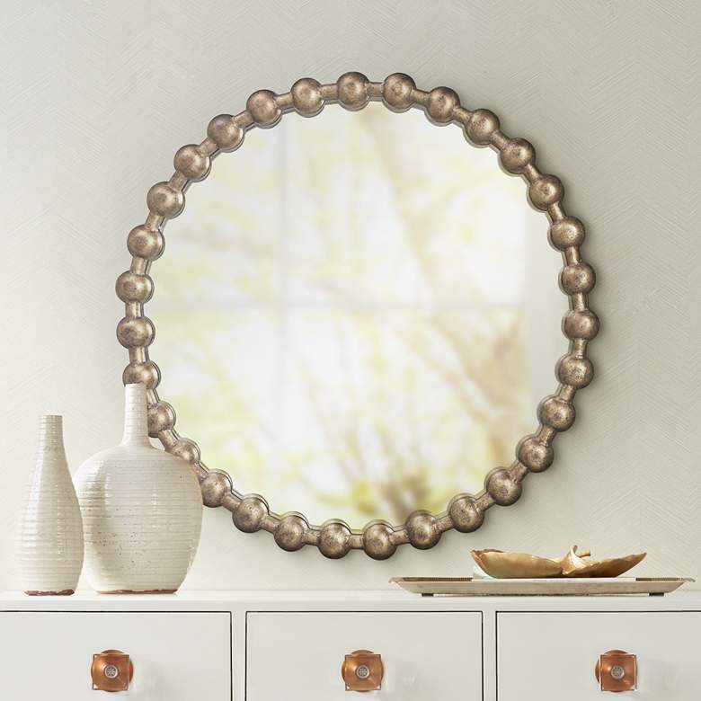 Image 1 Jamie Young Large Ball Chain 36 inch Round Wall Mirror