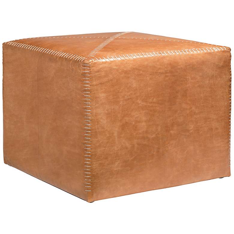 Image 1 Jamie Young Large Square Buff Leather Ottoman