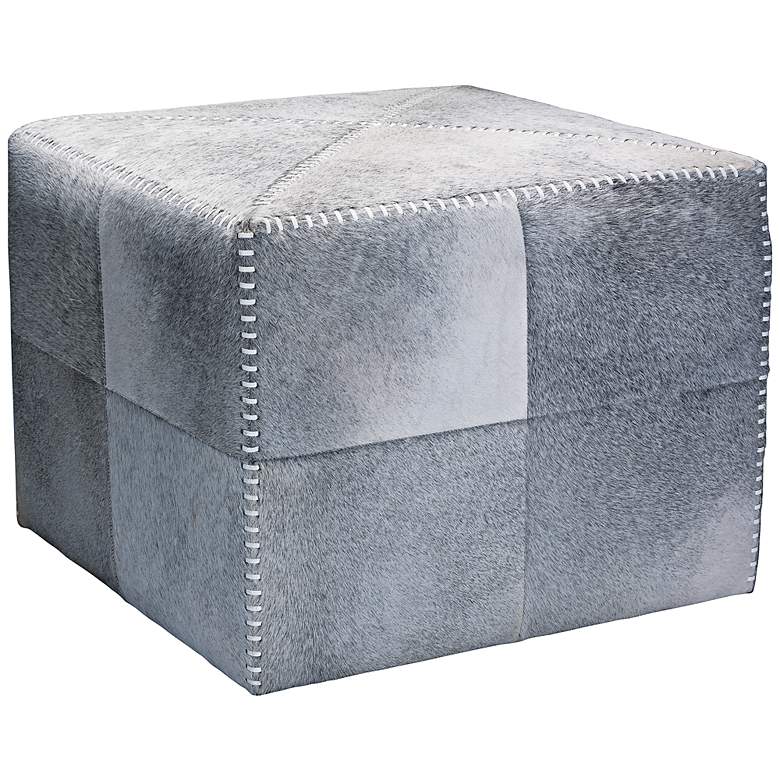 Image 1 Jamie Young Large Square Gray Hide Leather Ottoman
