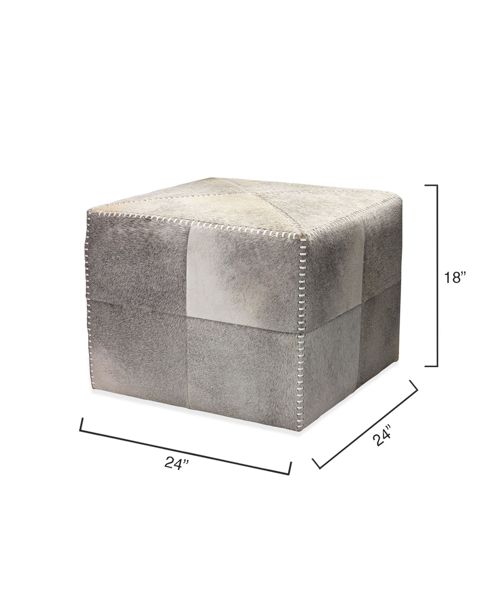 Image 4 Jamie Young Large Square Gray Hide Leather Ottoman more views