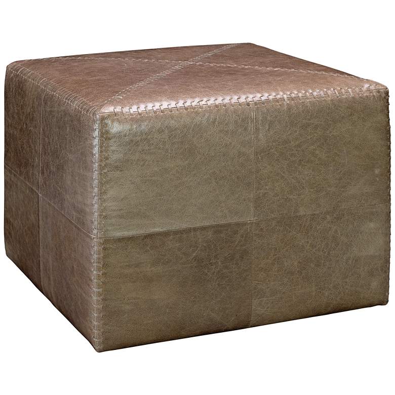 Image 1 Jamie Young Leah Taupe Leather Large Ottoman